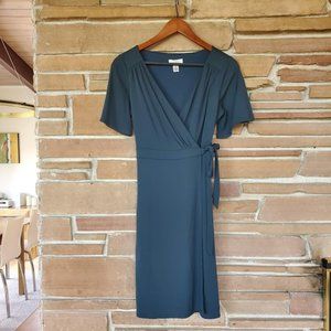 Ann Taylor LOFT Petites Size 6P Teal Wrap Casual Dress